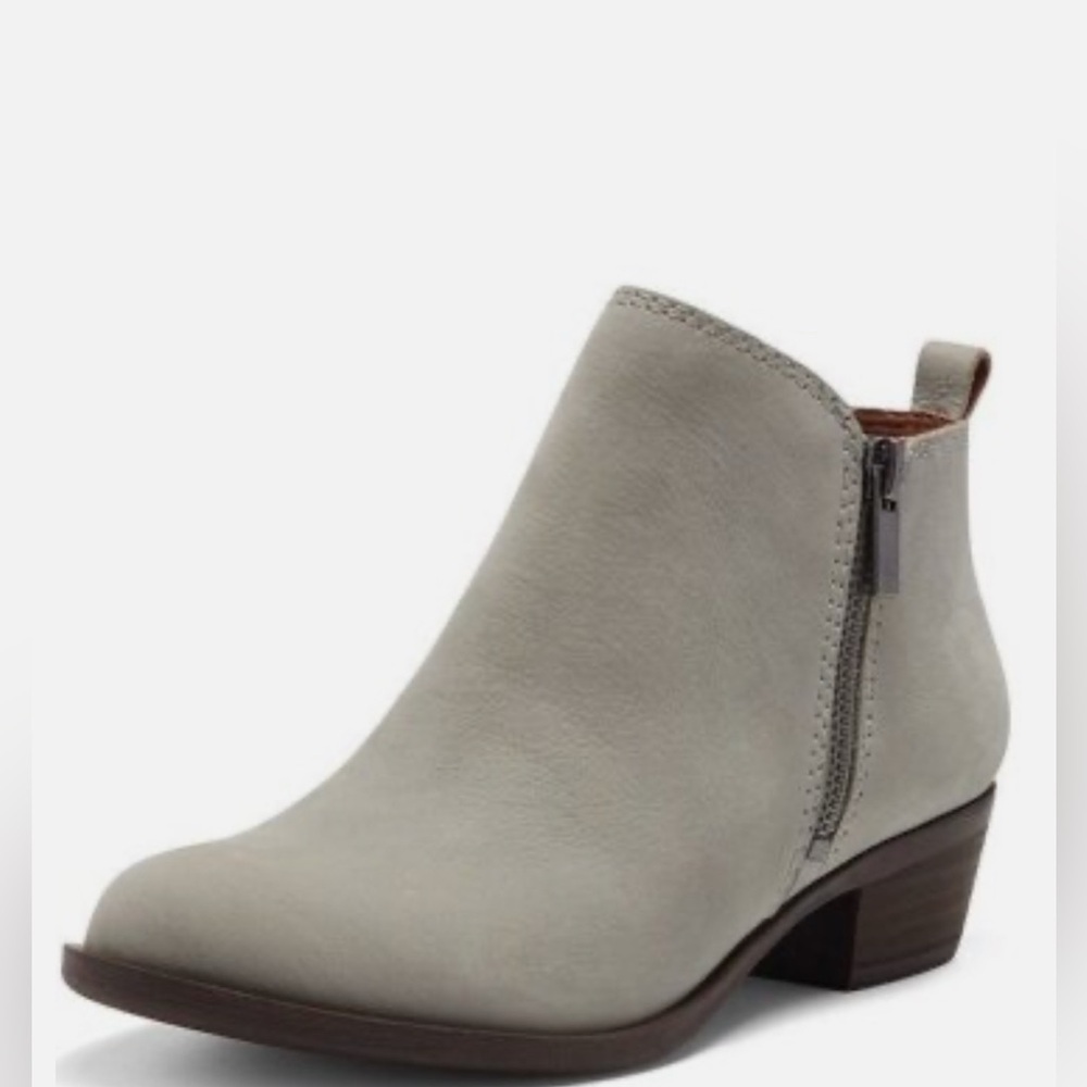 Lucky Brand 🍀 Gray Double Side-Zip Leather Ankle Booties, Sz 10